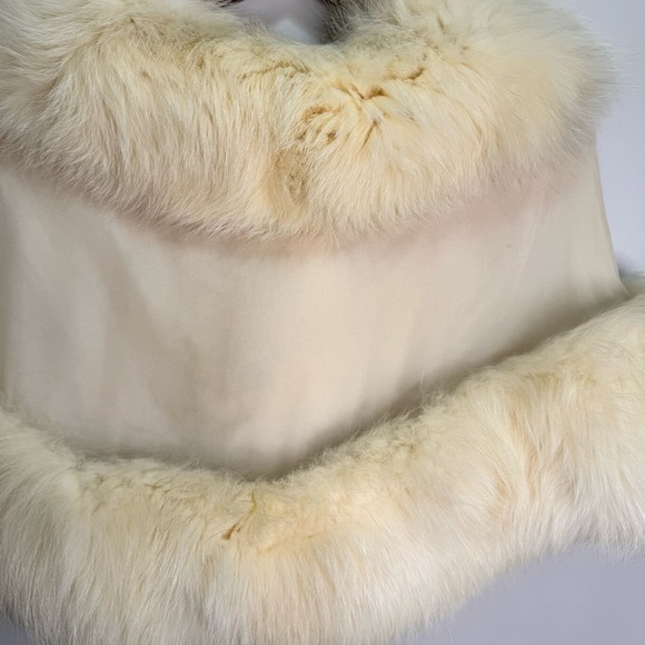 Edwards Lowell Beverly Hills Cream White Fox Fur Stole Wrap Poncho - Picture 10 of 13